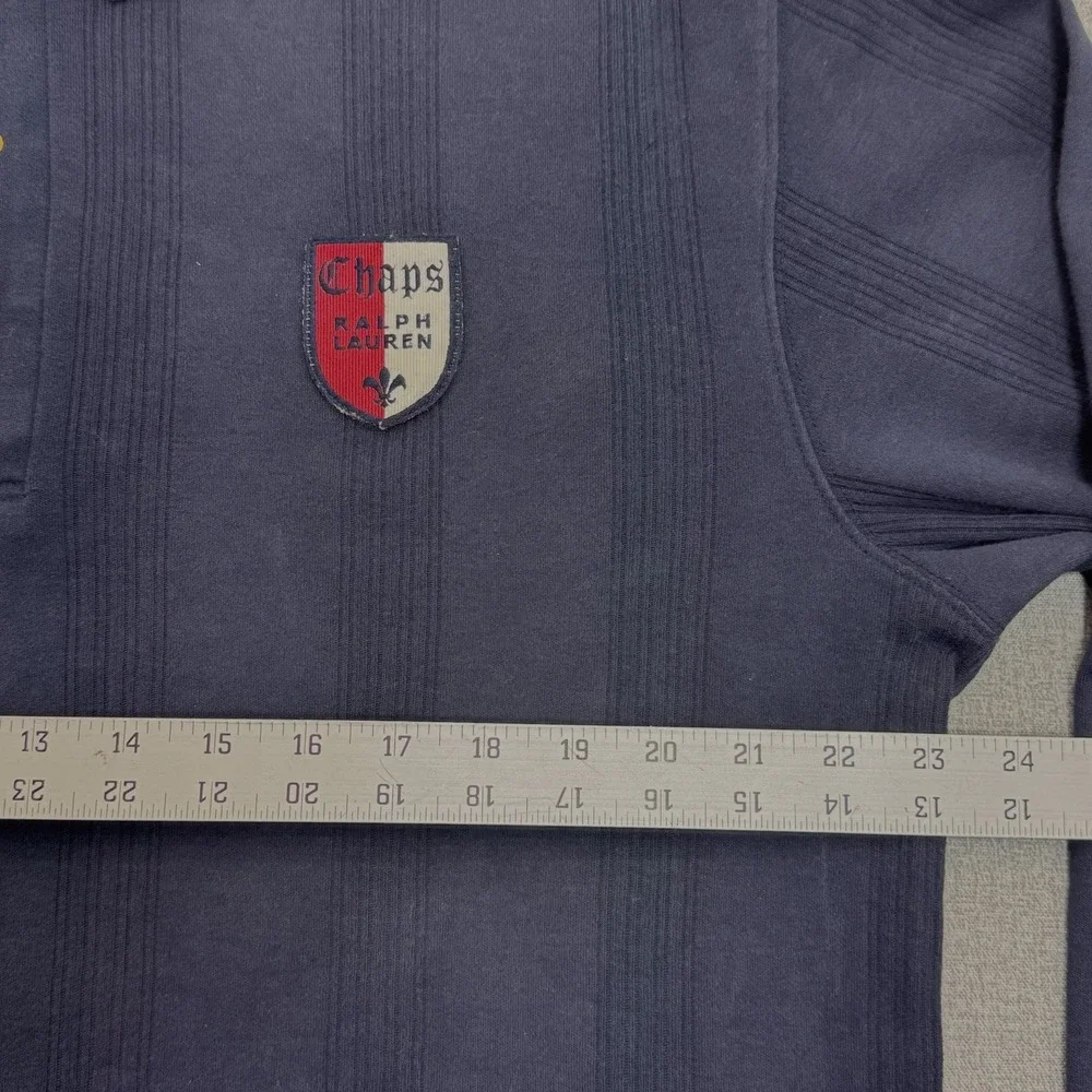 Chaps Ralph Lauren Long Sleeve Polo Shirt Navy Blue Crest Logo Men's Size L